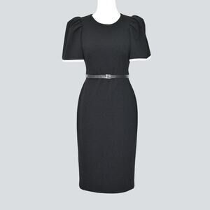 Calvin Klein Women's Puff Sleeve Sheath Dress Black & White Size 4